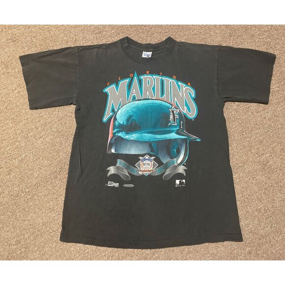 Vintage 1992 Large Florida Marlins MLB Baseball Single Stitch T-Shirt USA - Picture 1 of 10